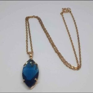 Rose Gold Colour Setting with a Blue Stone Necklace